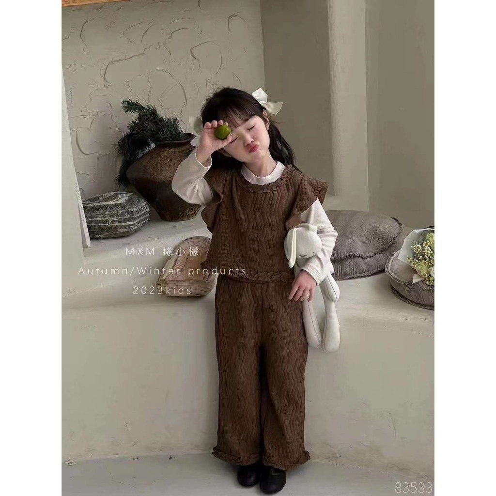 Set 3CT Bé Gái Thu Đông Quảng Châu Phong Cách Hàn Quốc Màu Vintage