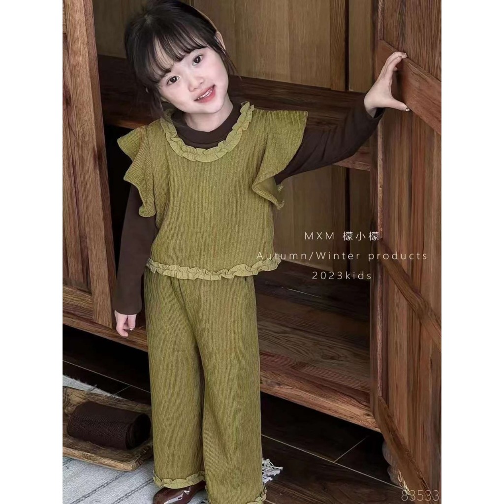 Set 3CT Bé Gái Thu Đông Quảng Châu Phong Cách Hàn Quốc Màu Vintage