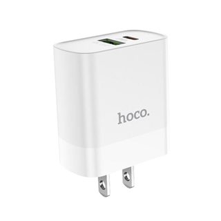 Bộ sạc có dây nhanh 20w Hoco C80 chân cắm dẹp có 2 cổng USB và Type-C