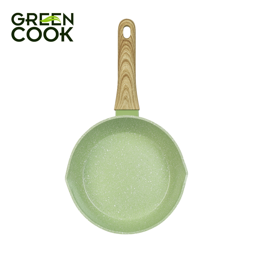 Combo nồi và chảo men đá chống dính miệng rót 231-24cm Green Cook