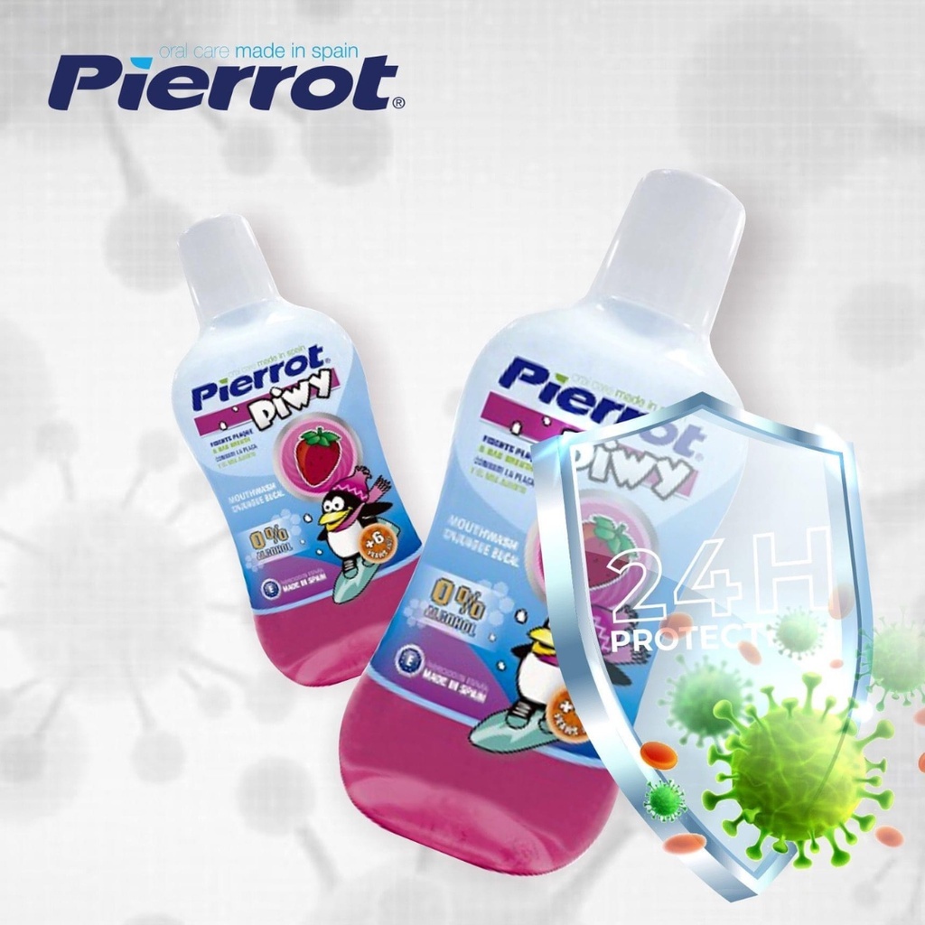 Nước súc miệng hương dâu tây cho trẻ em Pierrot không cay giúp hơi thở thơm mát 500ML