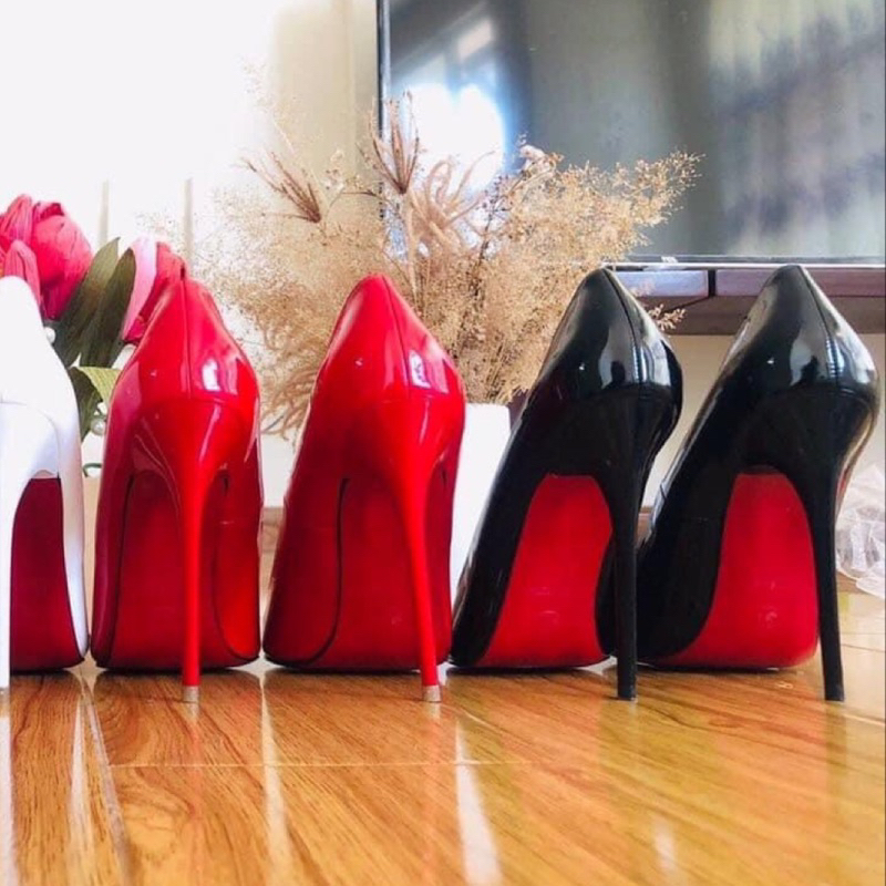 Sandal cao gót đúp nhẹ dạ bóng 9p