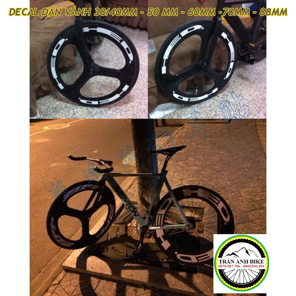 Decal Tem dán vành xe đạp Fixed Gear HED 700C
