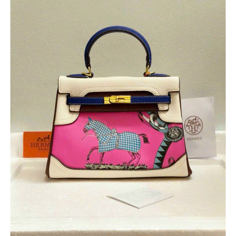 Túi Kelly Màu Phối Hoạ Tiết