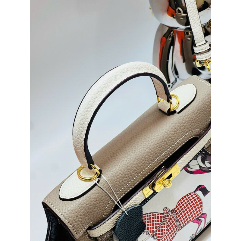 Túi Kelly Màu Phối Hoạ Tiết