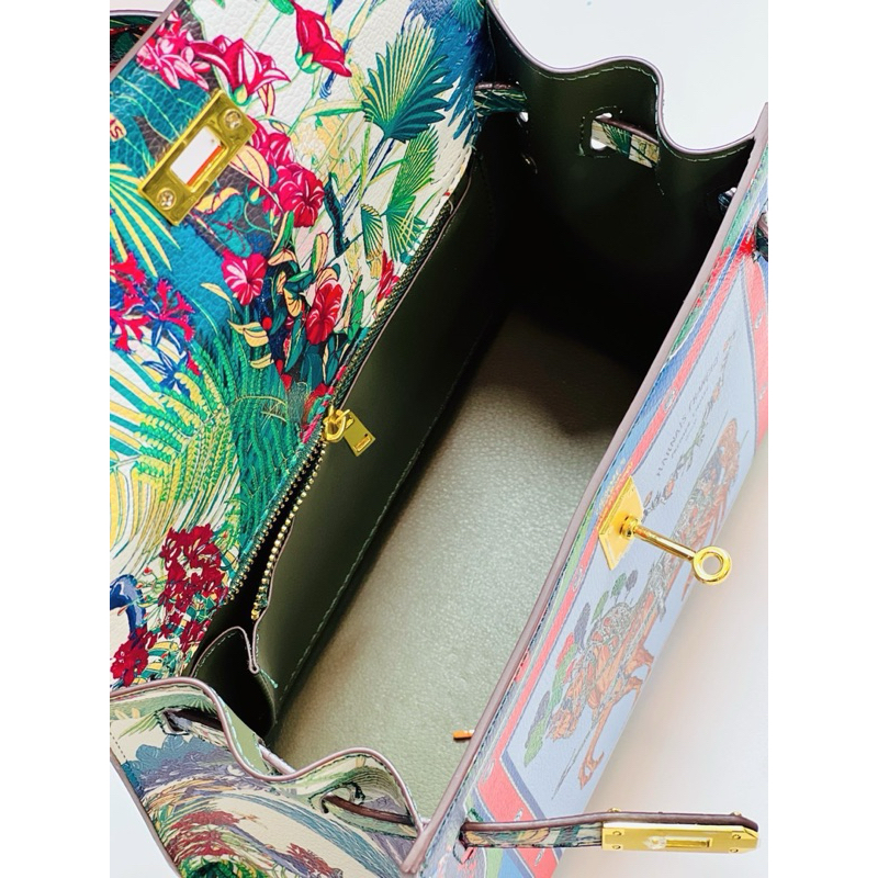 Túi Kelly Màu Phối Hoạ Tiết