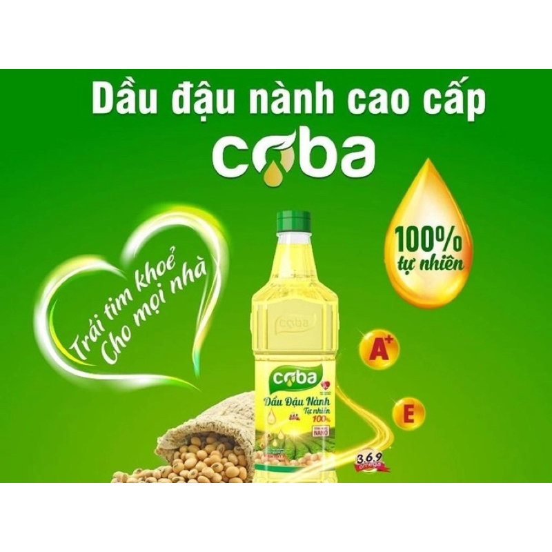Dầu 100% đậu nành tự nhiên Coba 1lít