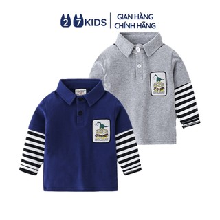 Áo Polo bé trai dài tay Wellkids 27Kids WELLKIDS áo thun sơ mi nam thu đông cho trẻ từ 2-8 tuổi BLPO3