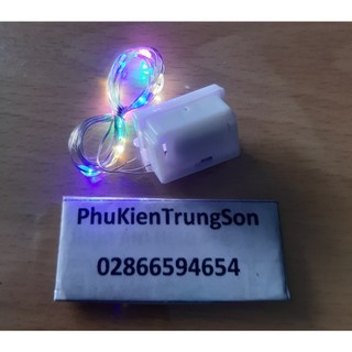 Dây đèn led kẽm xài pin cúc áo đủ màu/sáng vàng -2 chế độ chớp+không chớp 1m