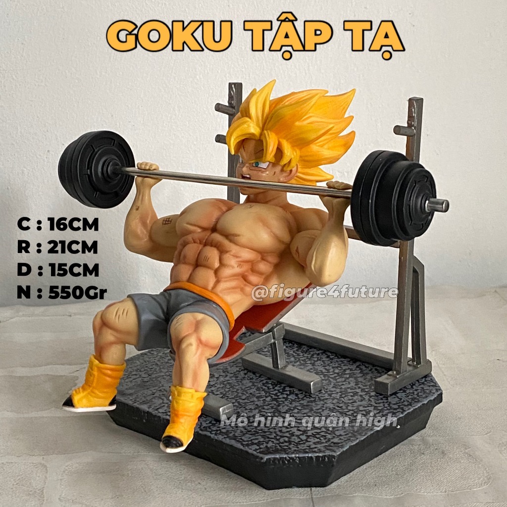 Mô hình Son Goku tập tạ cực chất - goku tập tạ cao 16CM - mô hình Goku nâng tạ - Goku chơi tạ Dragonball