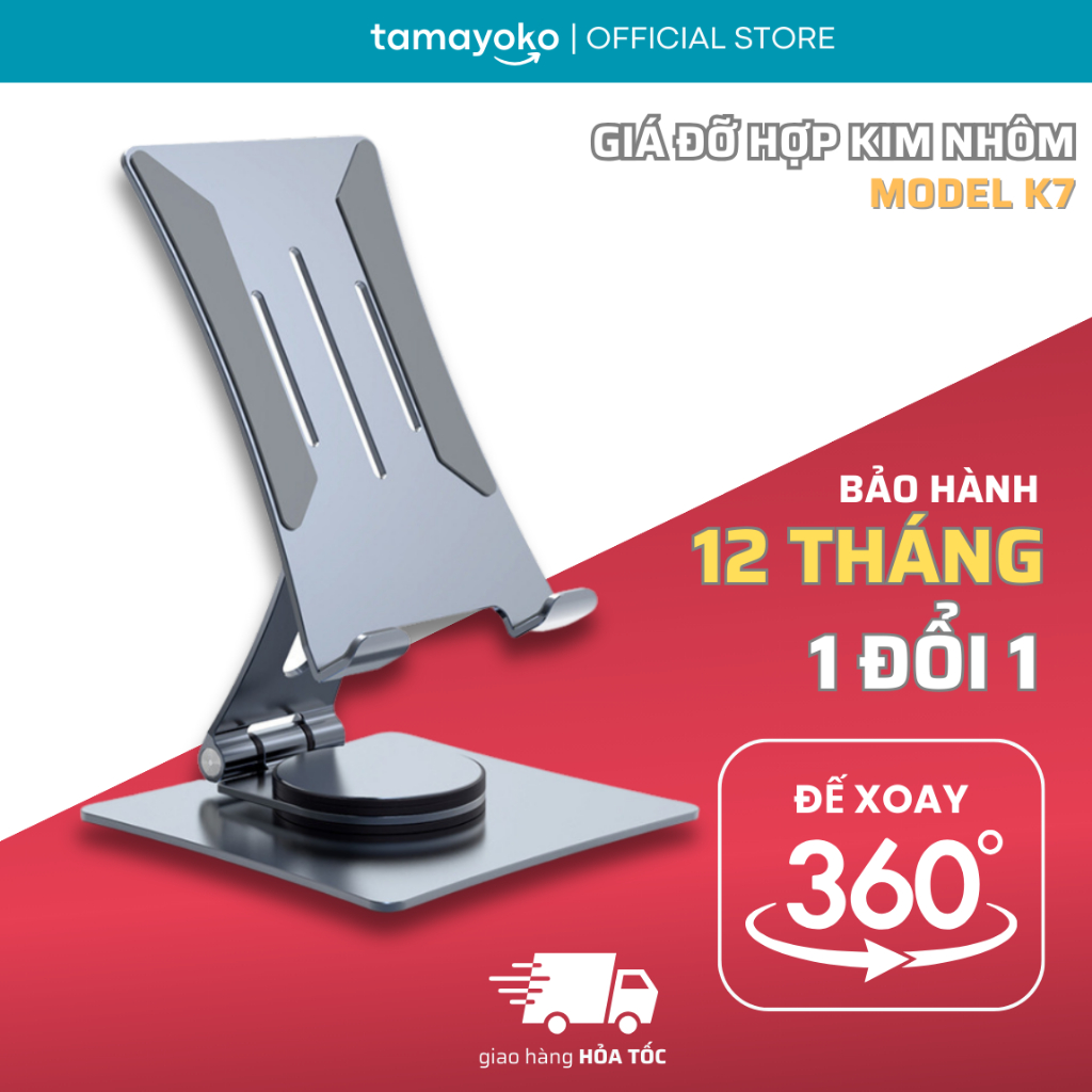 Giá Đỡ Điện Thoại Di Động, Máy Tính Bảng, iPad Tamayoko Để Bàn Có Thể Xoay 360 Độ Chất Liệu Hợp Kim Nhôm Cao Cấp.