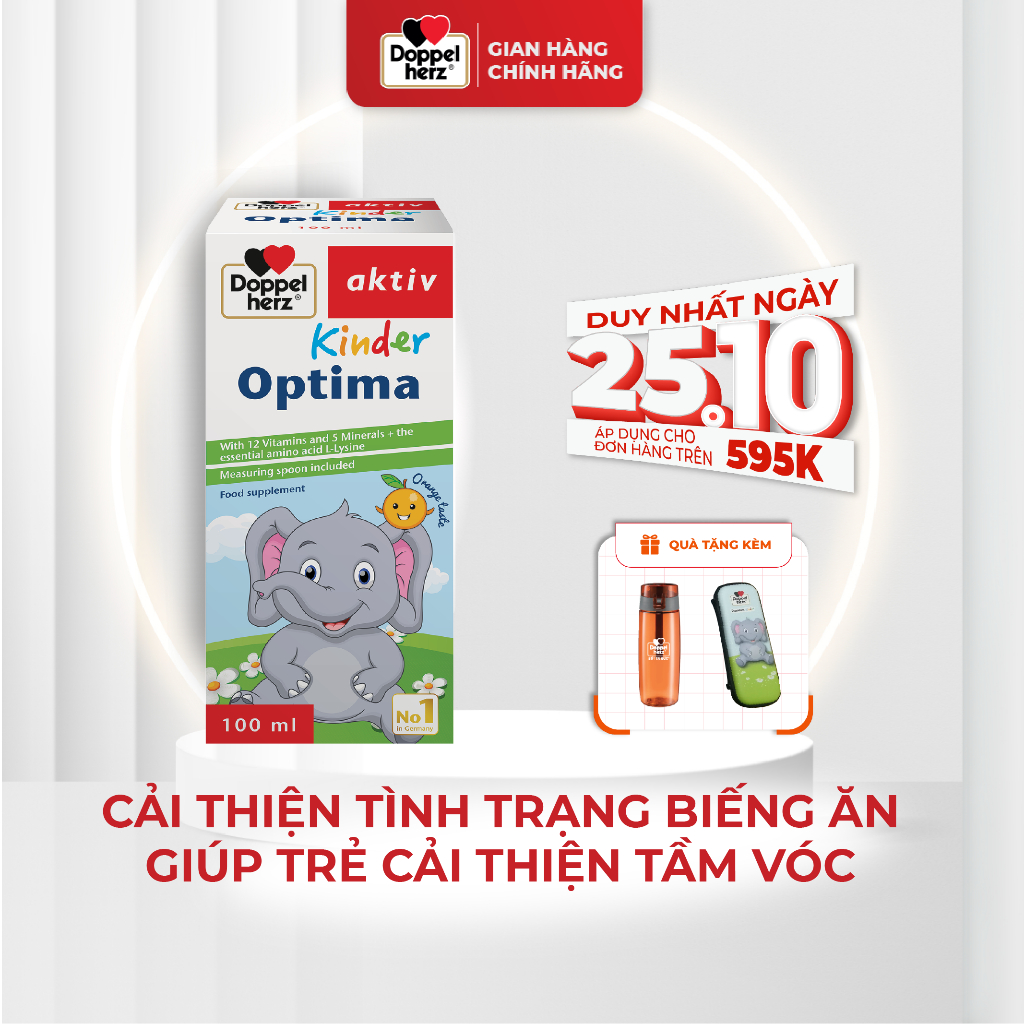 Siro ăn ngon, cải thiện tầm vóc cho bé Doppelherz Aktiv Kinder Optima (Chai 100ml)