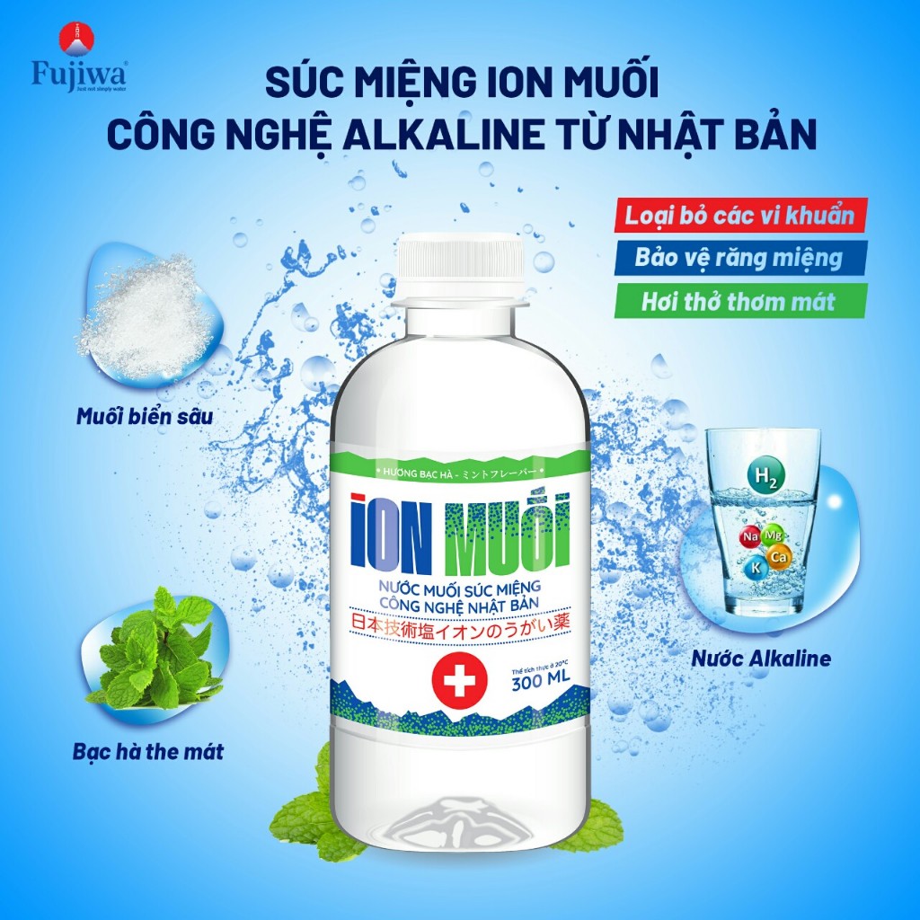 Combo trải nghiệm 2 nước súc miệng ion muối hương biển + bạc hà Fujiwa