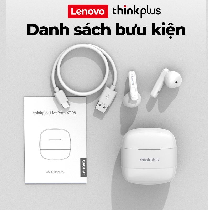 Lenovo Thinkplus XT98 Tai Nghe Nhét Tai Bluetooth 5.3 Không Dây TWS Mini âm Nhạc HIFI Có Micrô