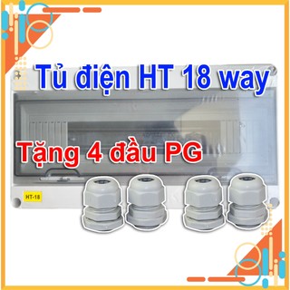 Tủ điện nhựa HT 18 WAY 18 module chống nước Tủ điện lắp nổi solar điện mặt trời chống nước IP65 tặng kèm đầu PG