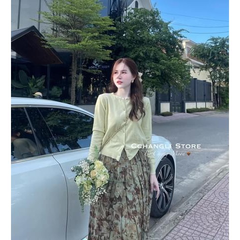 Áo len dài tay cổ tròn cài cúc đồng nhiều màu phong cách ulzzang Hàn Quốc