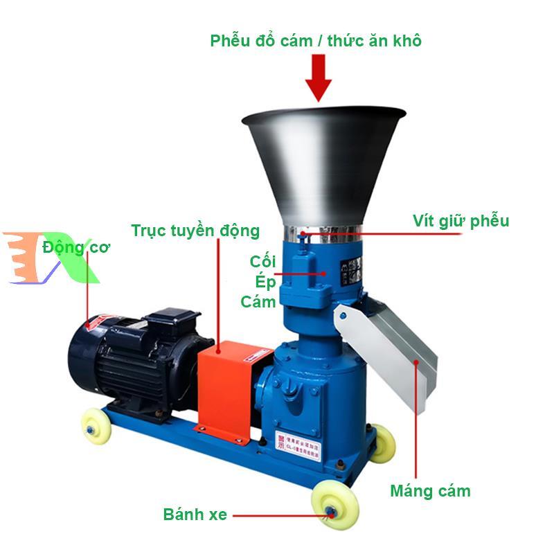 Máy ép cám viên cho Gia súc, Gia cầm, Cá, KL-125, Máy xay nghiền thức ăn đùn viên cám
