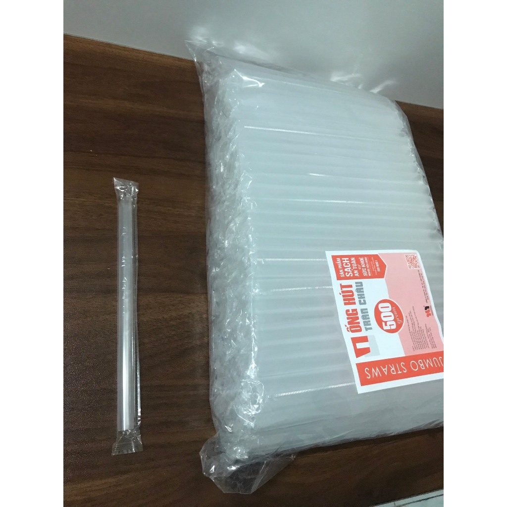 Ống hút trà sữa CÓ BỌC phi 12 500g nhọn đầu