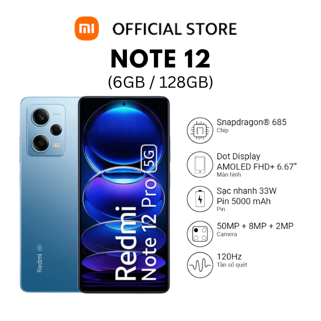 Điện thoại Xiaomi Redmi Note 12 - 5G 128GB