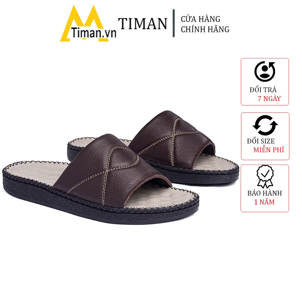 Dép nam đẹp quai ngang kiểu quai hậu đế bánh mì thiết kế xỏ ngón chất liệu da tông lê cao cấp bảo hành 1 năm DL29 TIMAN