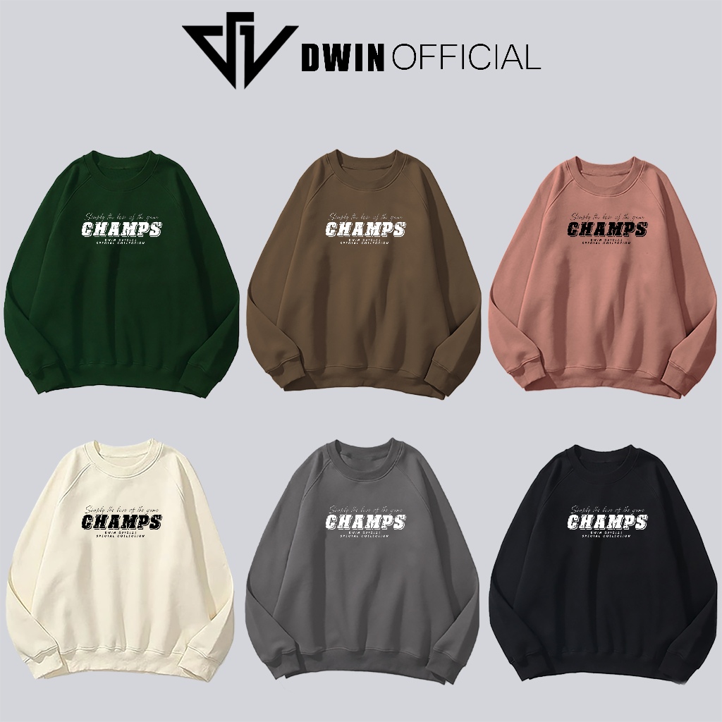 Áo sweater nỉ Champs unisex DWIN basic nam nữ form rộng oversize local brand SP00095