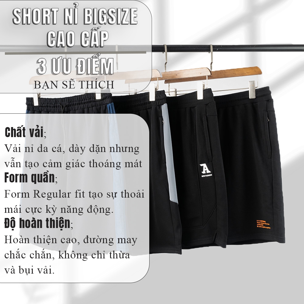 Quần Short Thun Nỉ Bigsize Nam AKYOO 80-140kg, Dày Dặn Không Xù, Không Bai Nhão- SN - ST