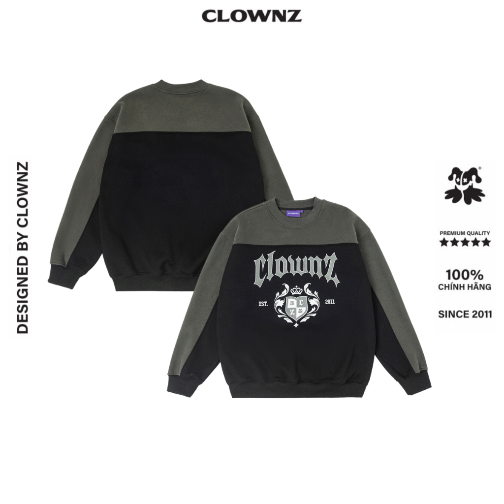 Áo sweatshirt local brand ClownZ Block Sweatshirt  basic dài tay nỉ bông cổ tròn form rộng unisex nam nữ