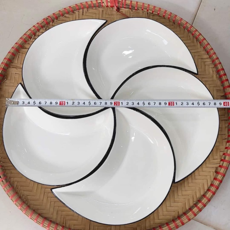 Set 5 đĩa trắng mặt trăng, set mặt trăng 5 cánh hàng sứ cao cấp