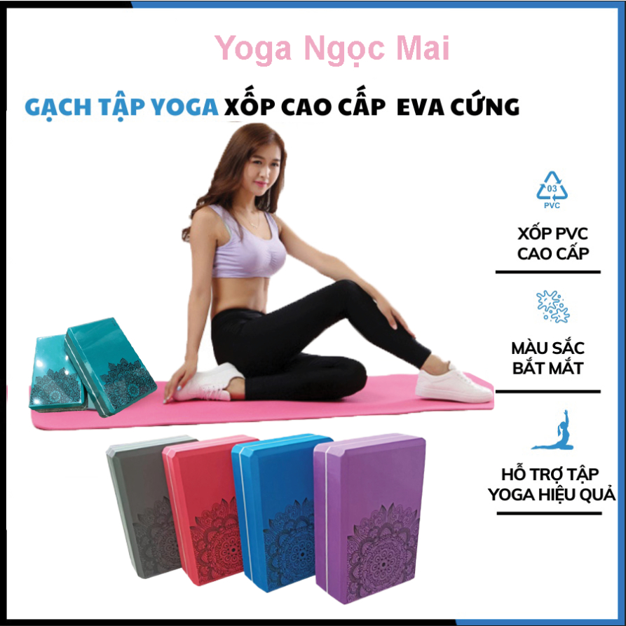 Gạch tập Yoga Chính Hãng-Gạch NDA nặng 320g & 220g-Chất liệu xốp Siêu Cứng, đường nét mịn màng-Họa tiết in nổi sắc nét.