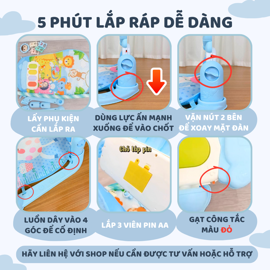 Thảm Nhạc Cho Bé 9BABY Có Bàn Piano - Piano Cho Bé, Xúc Xắc, Đồ Chơi Treo Nôi, Gặm Nướu, Cho Trẻ Sơ Sinh