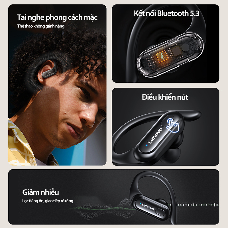Lenovo Thinkplus XT60 Tai Nghe Bluetooth Không Dây Thể Thao Chống Nước Có Mic Tai Nghe