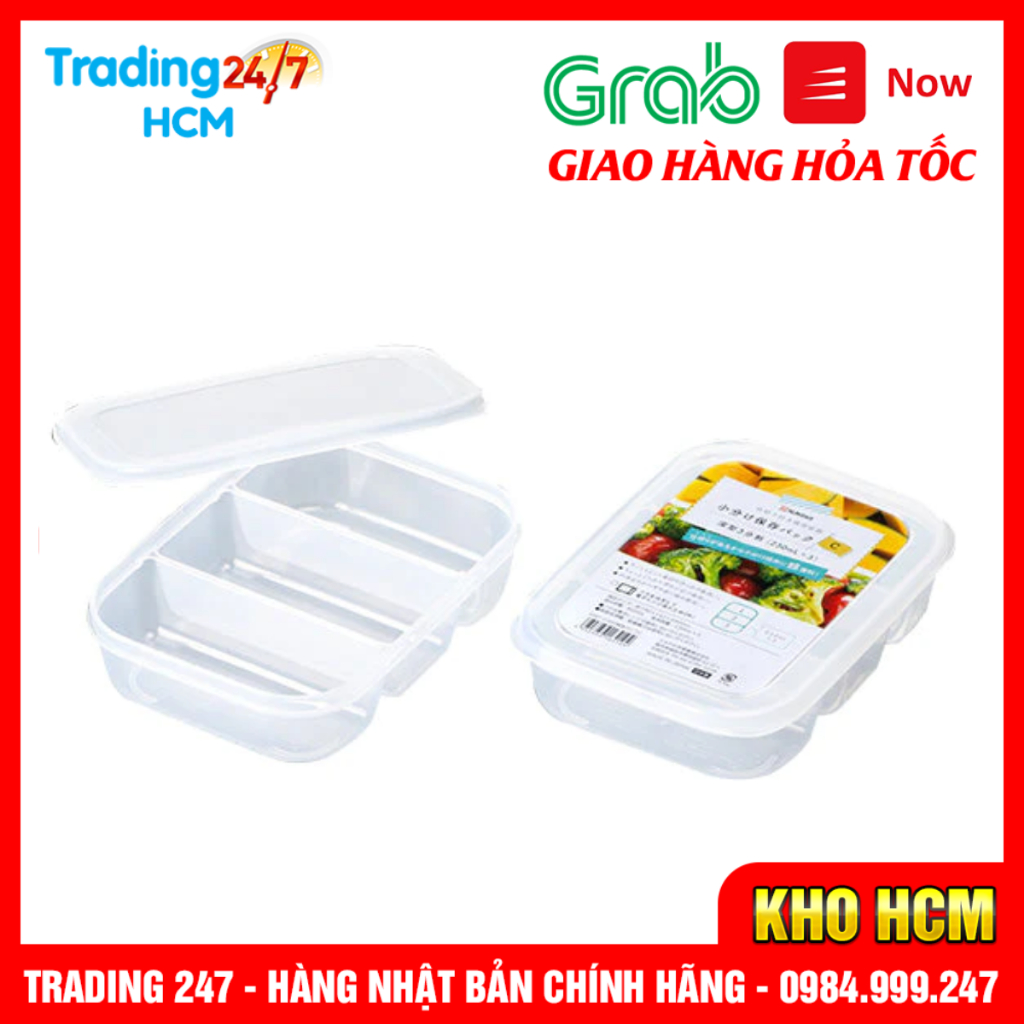 Hộp nhựa đựng thực phẩm chia 3 ngăn 820ml Nakaya nội địa Nhật Bản