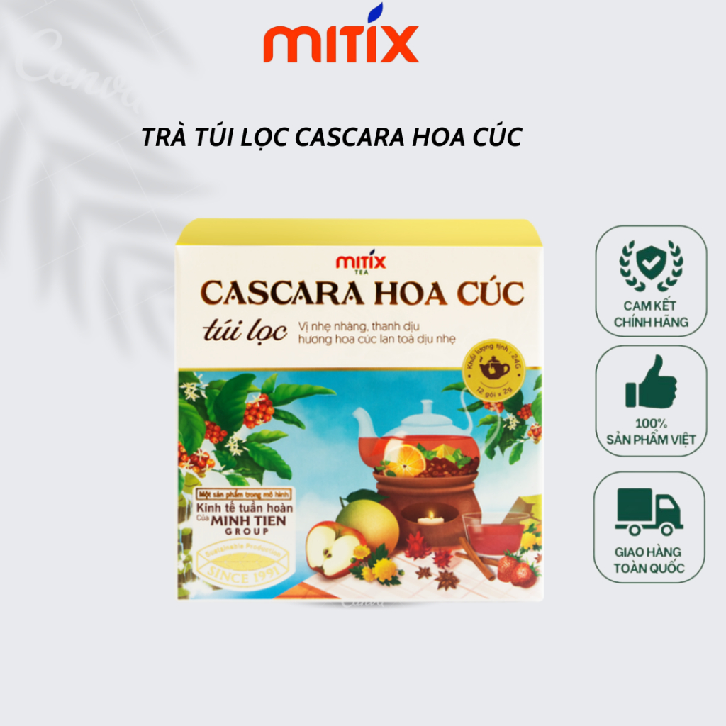 Trà túi lọc Mitix Cascara hoa cúc 24gr ( 12 gói x 2gr)