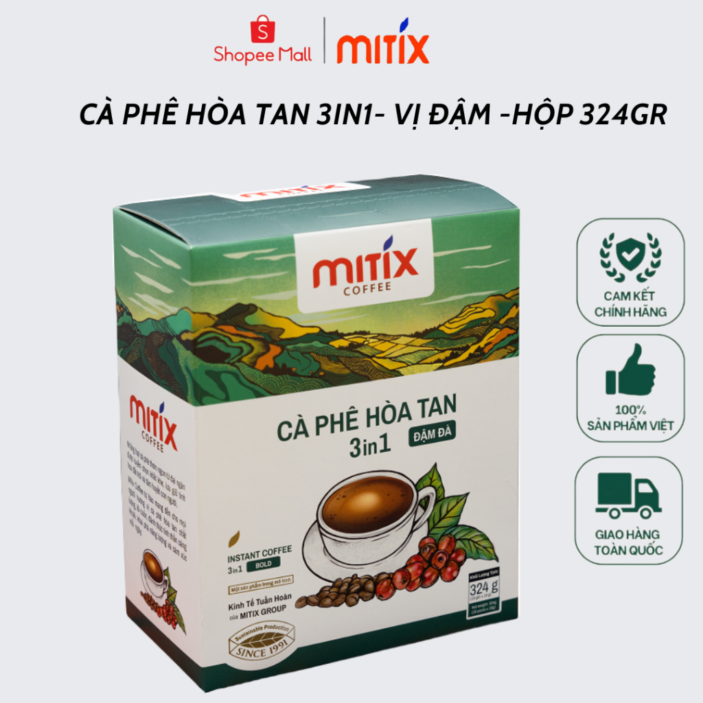 Cà phê hòa tan 3in1 Mitix Đậm Đà loại 324gr