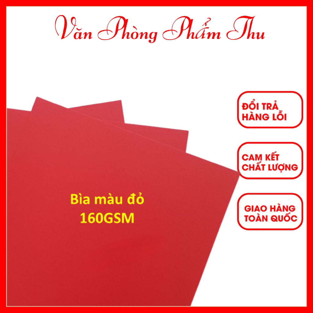 [25 TỜ] Giấy Bìa Màu Đỏ A4 160gsm - Vanphongphamthu