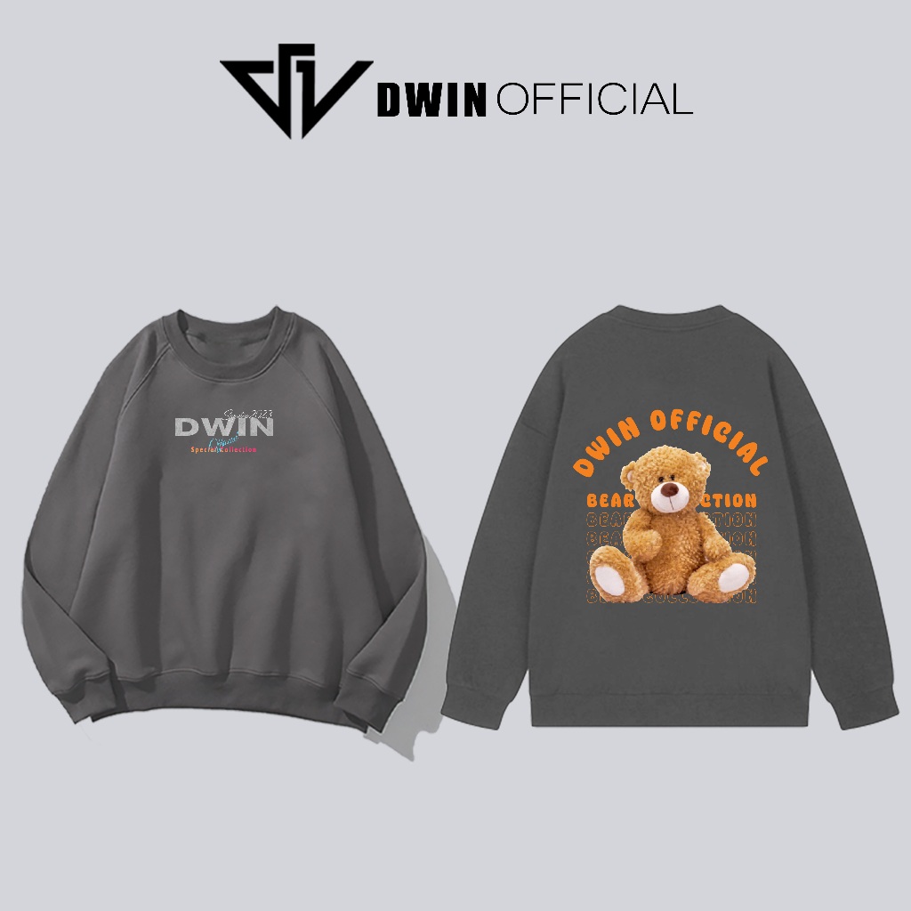 Áo sweater nỉ Gấu Bear unisex DWIN basic nam nữ form rộng oversize local brand SP00101