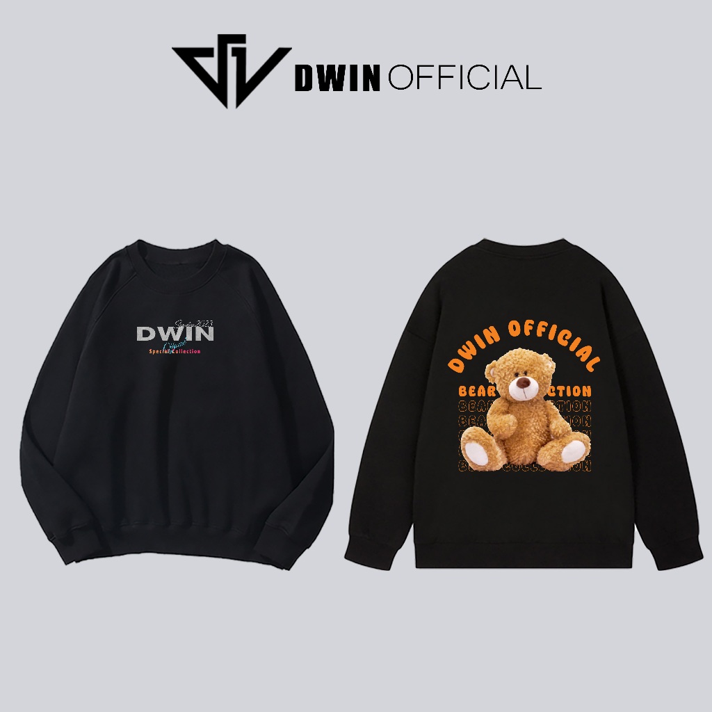 Áo sweater nỉ Gấu Bear unisex DWIN basic nam nữ form rộng oversize local brand SP00101