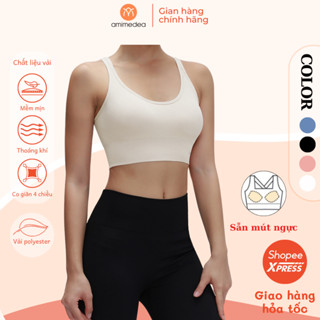 Áo lót bra thể thao nữ, tập gym yoga cao cấp AMI Medea dây chéo lưng, đệm mút có thể tháo rời N301