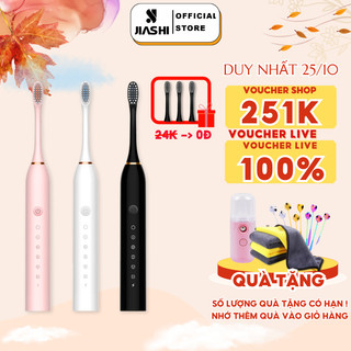 Bàn chải điện đa năng thông minh JIASHI, máy đánh răng Sonic X-3 sóng âm tặng kèm 4 đầu thay thế BCD01