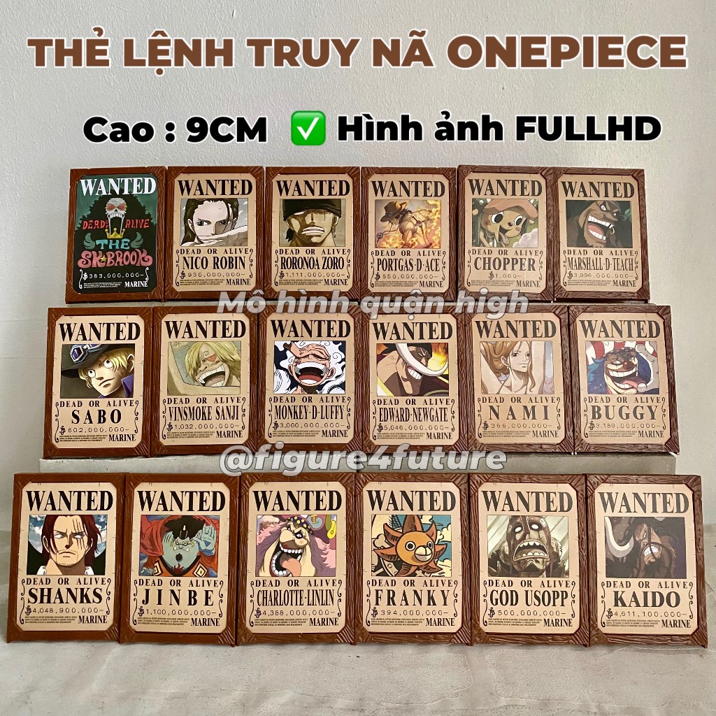 Thẻ lệnh truy nã của One Piece cao 9CM - thẻ nhựa trưng mô hình - ảnh truy nã Luffy - shanks