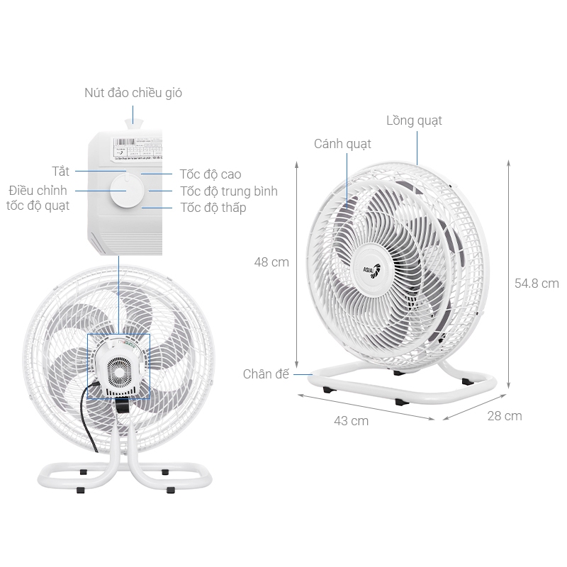 Quạt sàn Asia STB1601-XV0 80W -Hàng chính hãng