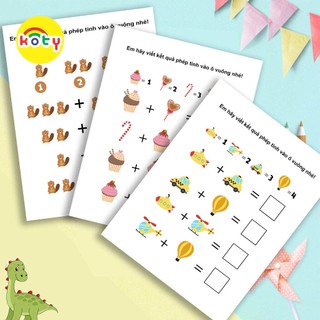 Bộ thẻ học phép tính dưới 10 với hình ảnh trực quan sinh động - flash card cho bé th101