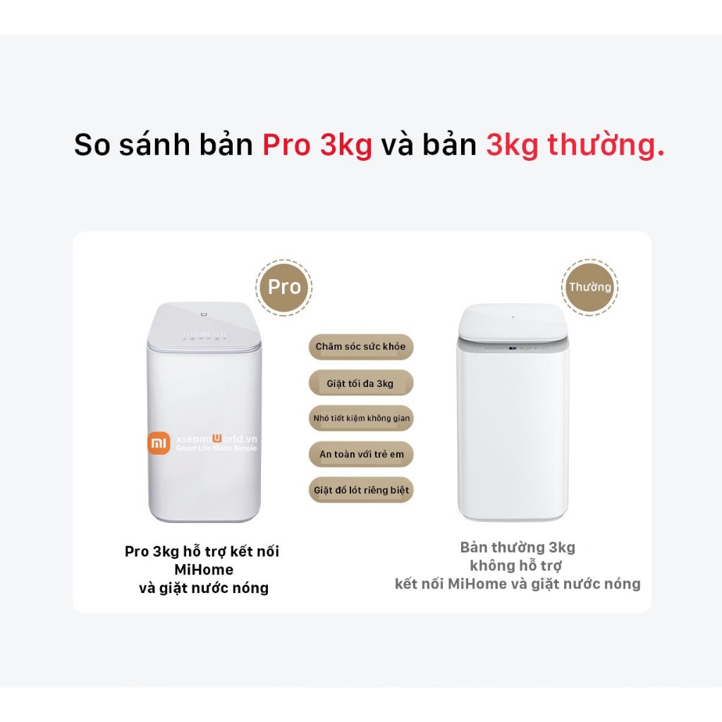Máy giặt khử trùng thông minh 3kg Xiaomi Pro XQB30MJ101 Giặt nhanh và khử trùng 99,9%