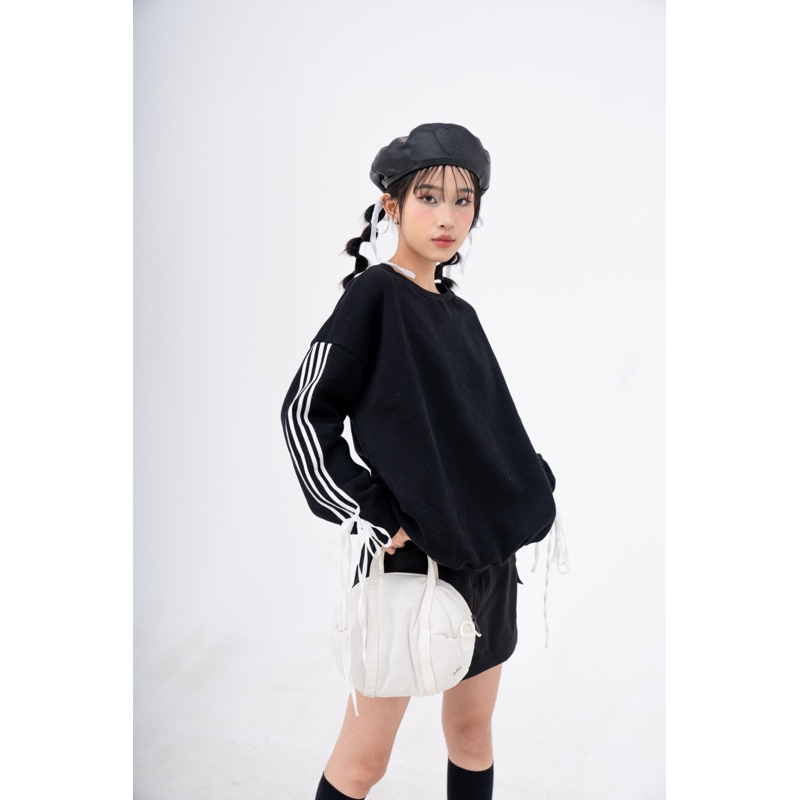 Áo nỉ sweater sọc viền buộc nơ TKP187 LOLLIE STUDIO