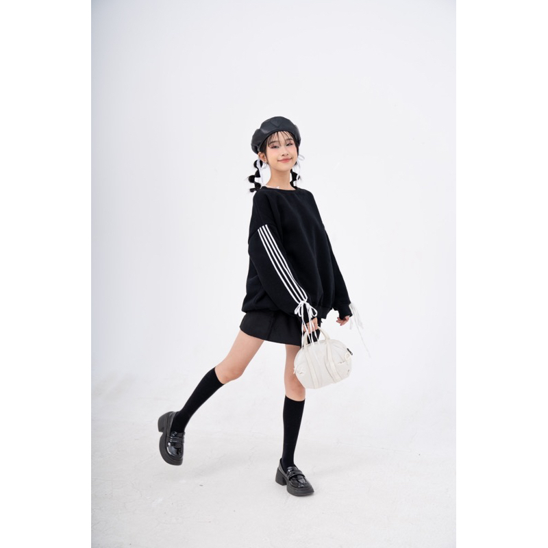 Áo nỉ sweater sọc viền buộc nơ TKP187 LOLLIE STUDIO