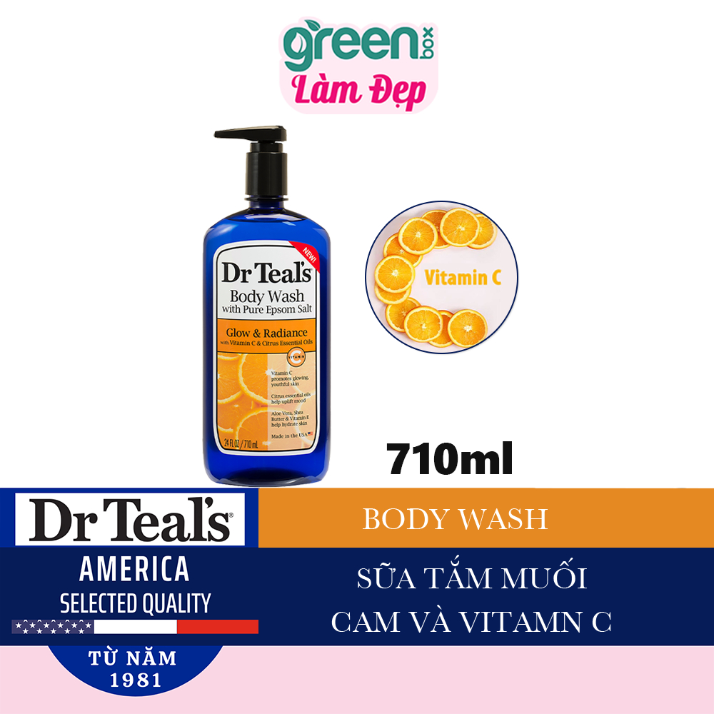 Sữa Tắm Dr Teal's Tinh Dầu Hoa Hồng - Cam - Dầu Dừa Mang Cảm Giác Thư Thái, Làm Sáng Da Và Căng Mịn 710ml