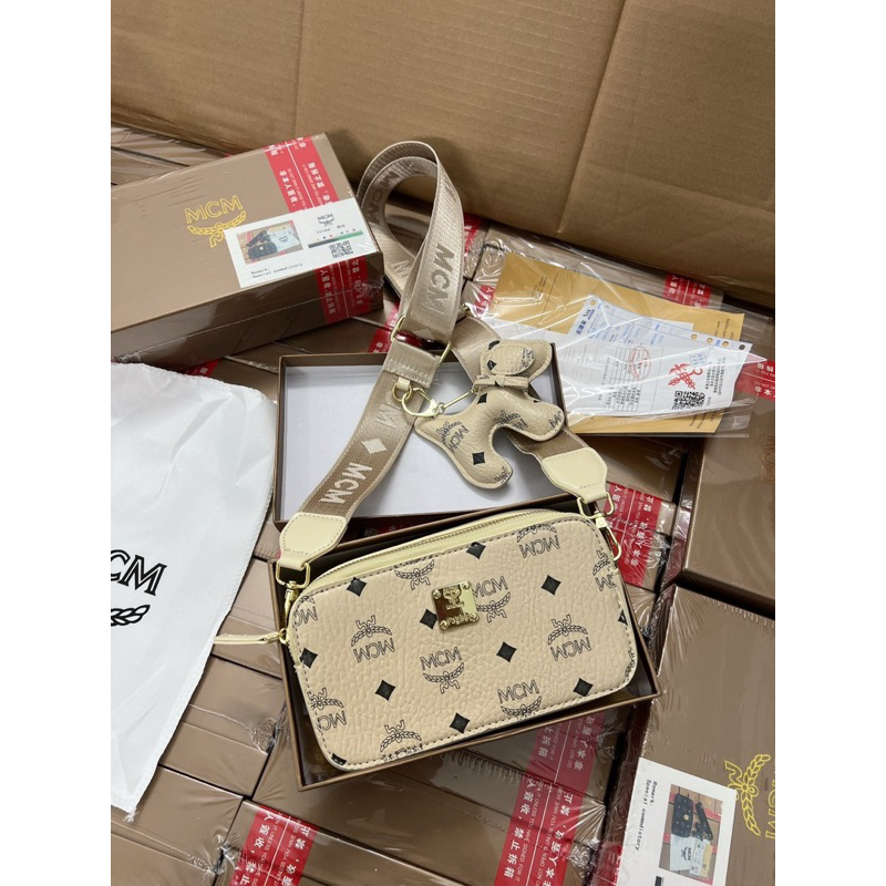 Túi m cm dáng hộp hai khóa cốp hai ngăn khoá m cm có dây đeo chéo tặng kèm chó