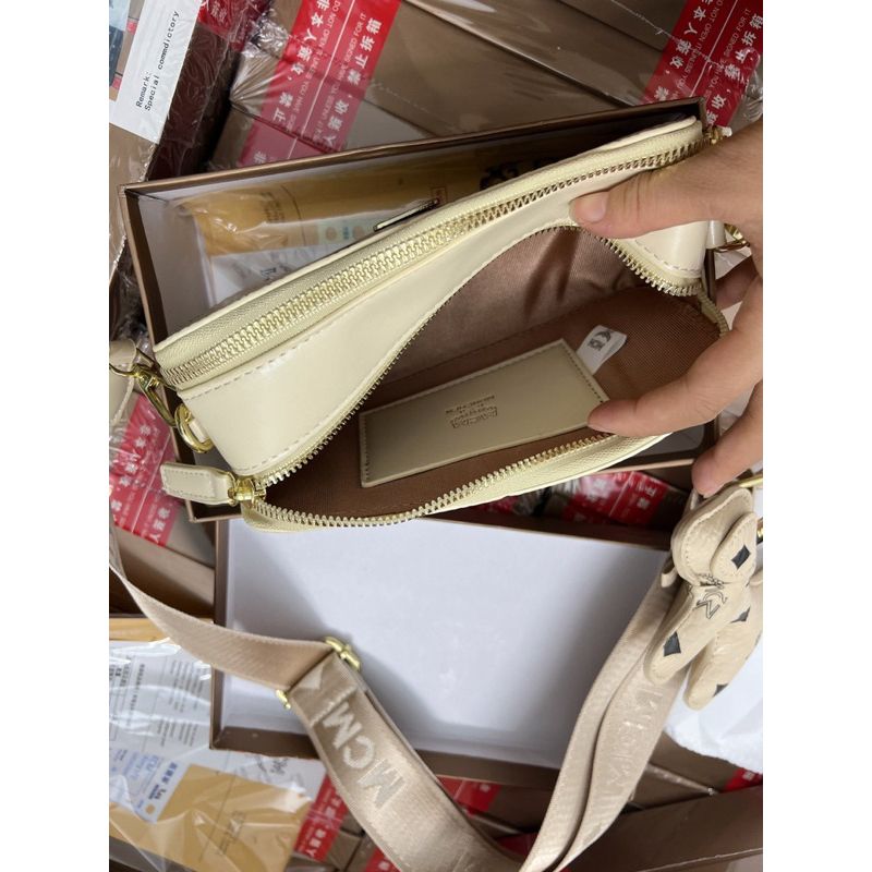 Túi m cm dáng hộp hai khóa cốp hai ngăn khoá m cm có dây đeo chéo tặng kèm chó