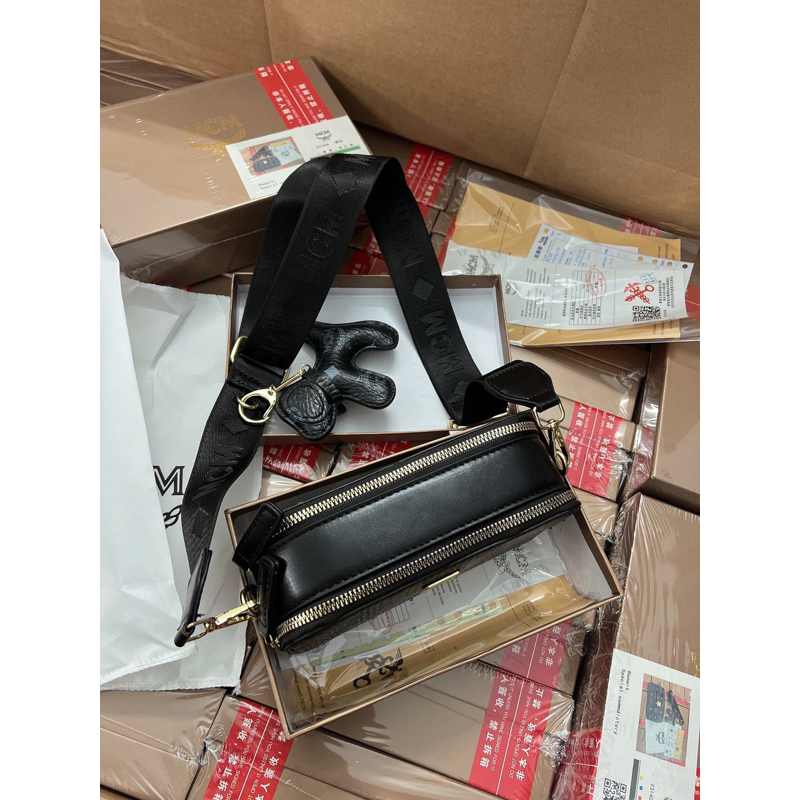 Túi m cm dáng hộp hai khóa cốp hai ngăn khoá m cm có dây đeo chéo tặng kèm chó