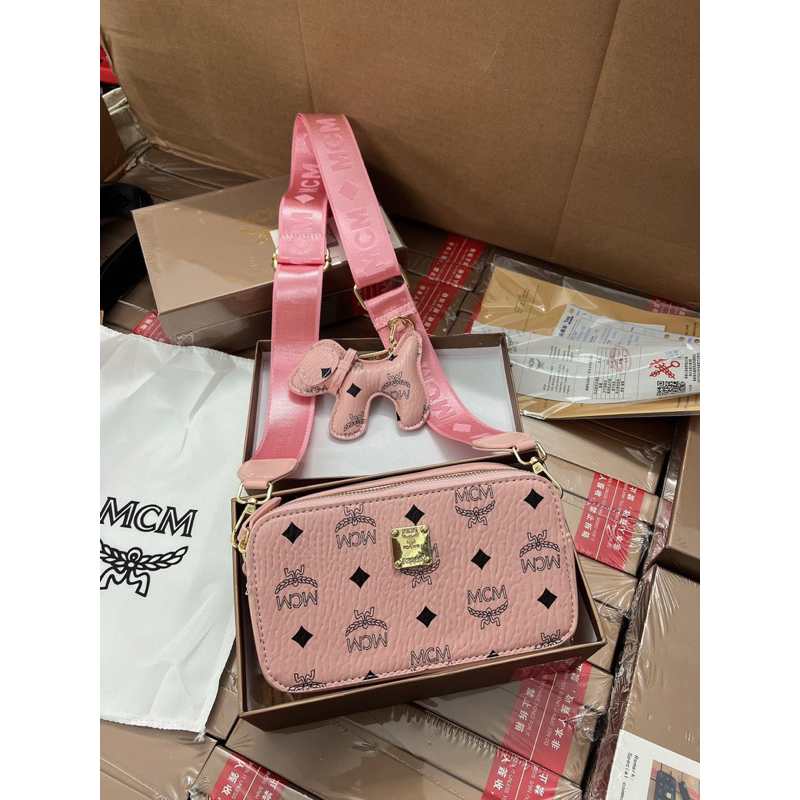 Túi m cm dáng hộp hai khóa cốp hai ngăn khoá m cm có dây đeo chéo tặng kèm chó